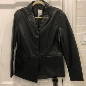 Tahari Black leather blazer/ jacket